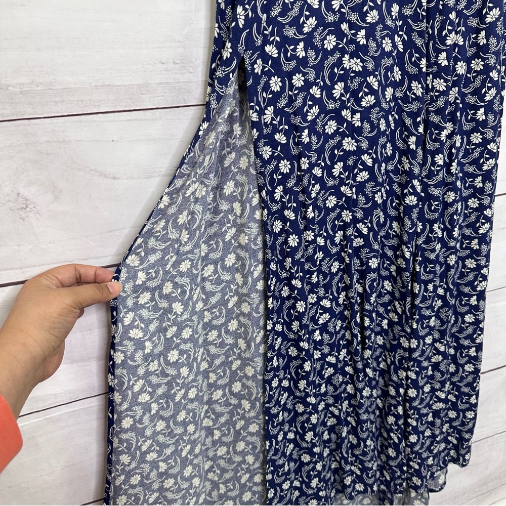 Reformation Gavin Dress Navy Blue Floral Print Midi Size 12 - Picture 7 of 10